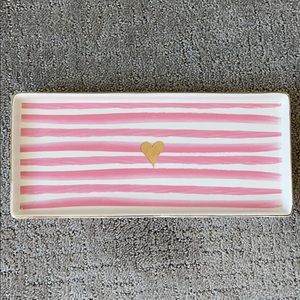 Pink striped decorative tray